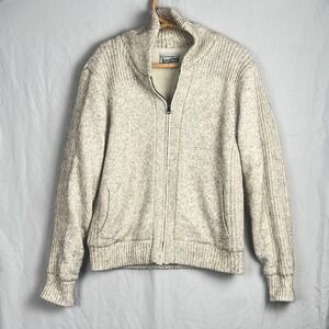 Schott Bros Cardigan Mens XL Full Zip Sherpa Lined Wool Sweater Cozy Academia